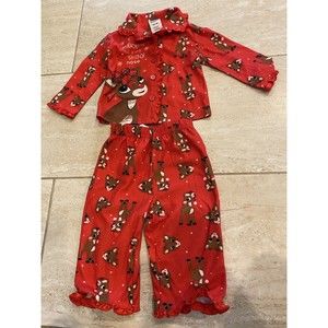 Girls RUDOLPH The Red Nosed Reindeer Pajamas Size 18M Slightly Used Adorable!